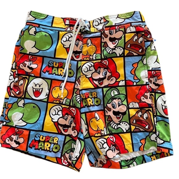 Super Mario men’s swim trunks size small 28/30 mesh lining good condition - Picture 1 of 7